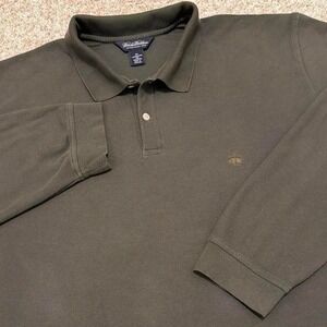 Y2K Vintage Brooks Brothers Long Sleeve Polo Shirt | Dark Olive Green | XXL